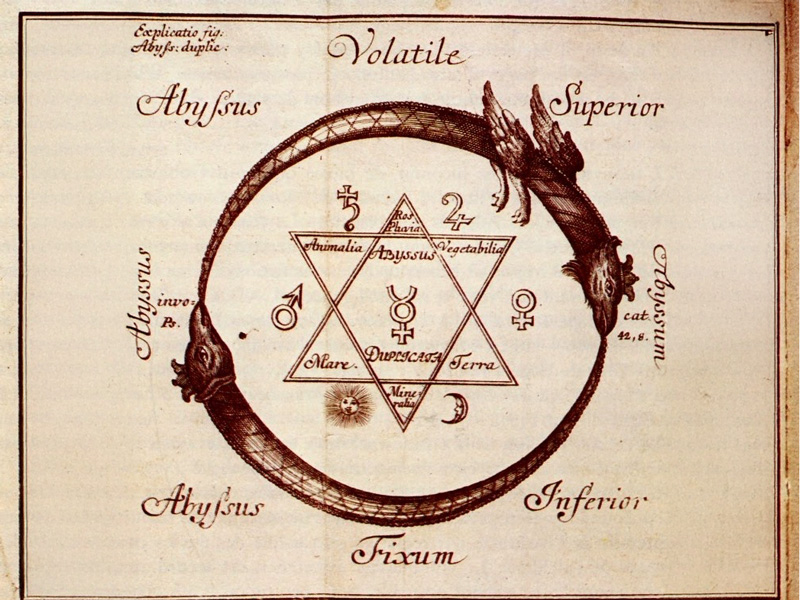 Grand Oeuvre alchimique : les trois phases nigredo albedo rubedo et les instruments athanor alembic creuset