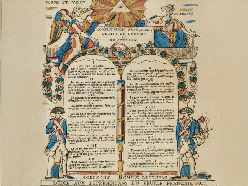 Les francs-ma&ccedil;ons pendant la r&eacute;volution fran&ccedil;aise, con&ccedil;oivent la constitution des droits de l'homme et. du citoyen: 