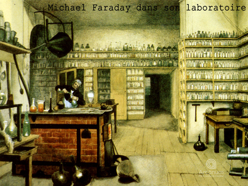 Michael Faraday dans son laboratoire