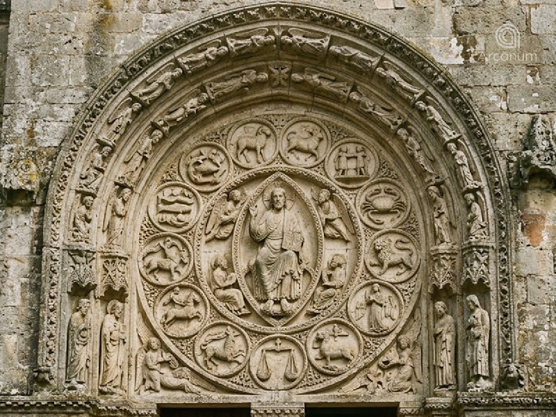 Zodiaques de pierre sur le portail de Notre-Dame de Paris et mus&eacute;e de Cluny, calendrier m&eacute;di&eacute;val