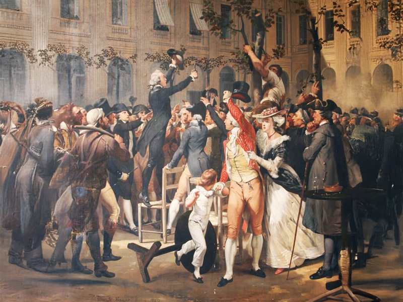 Camille Desmoulins au Café du Foy du Palais-Royal, discours du 12 juillet 1789, berceau de la Révolution